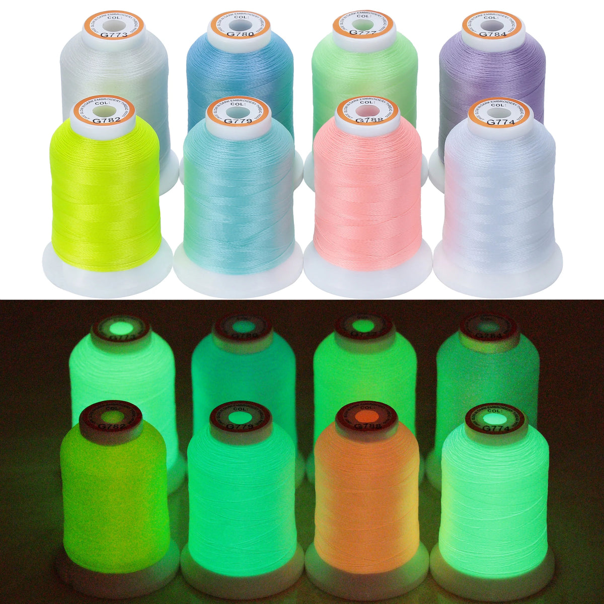 8 Colors Glow in The Dark Embroidery Machine Thread Kit B836241