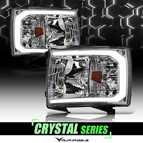 Black Amber Crystal Headlights with LED Light Bar O79458