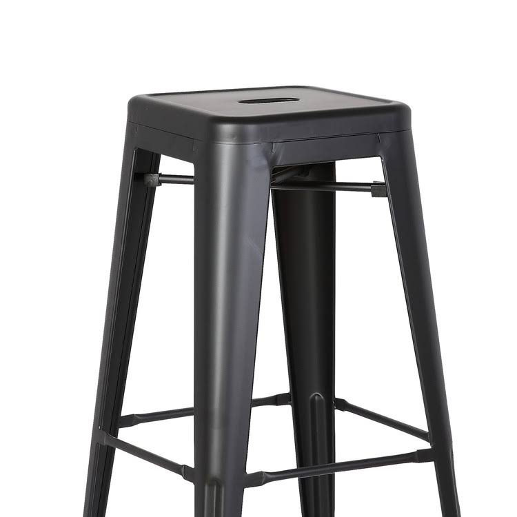 Square Wooden Counter Stool with Metal Legs Distressed White - Set of 2 Y58837