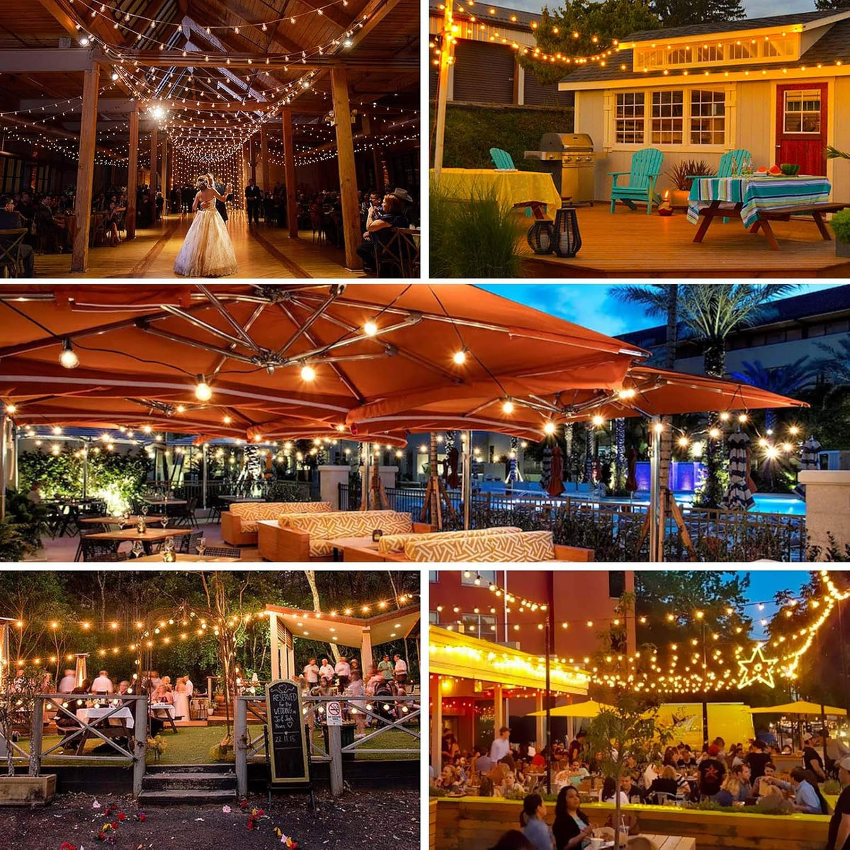 100ft 62 Dimmable G40 LED Clear Bulbs Waterproof Globe String Lights H8738