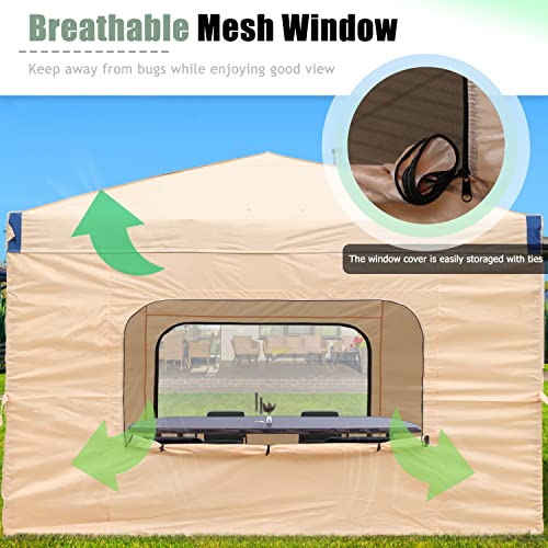 12x12 FT Pop-Up Canopy Tent with Roller Bag and Curtain, Iron Frame, 210D Oxford Fabric P6981