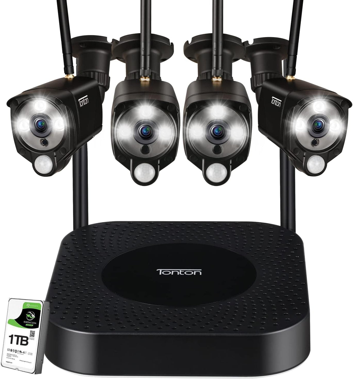 8CH NVR with 1TB HDD and 6PCS 3MP Outdoor Bullet Cameras with PIR Sensor and Floodlight L72394