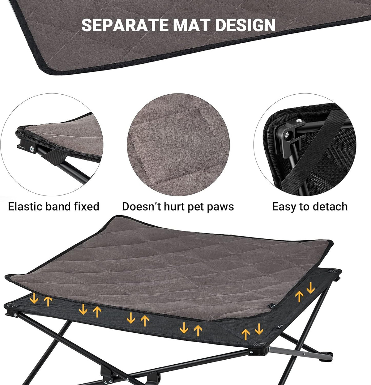 Elevated Folding Dog Cot with Washable Sleeping Mattress and Carrying Bag C6038
