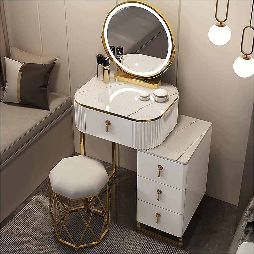 Slate Tabletop Vanity Desk with Lighted Mirror E520983