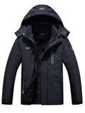 Men's Fleece Lined Winter Jacket Water Repellent Windbreaker Outdoor Warm Snow Coat with Detachable Hood L7776