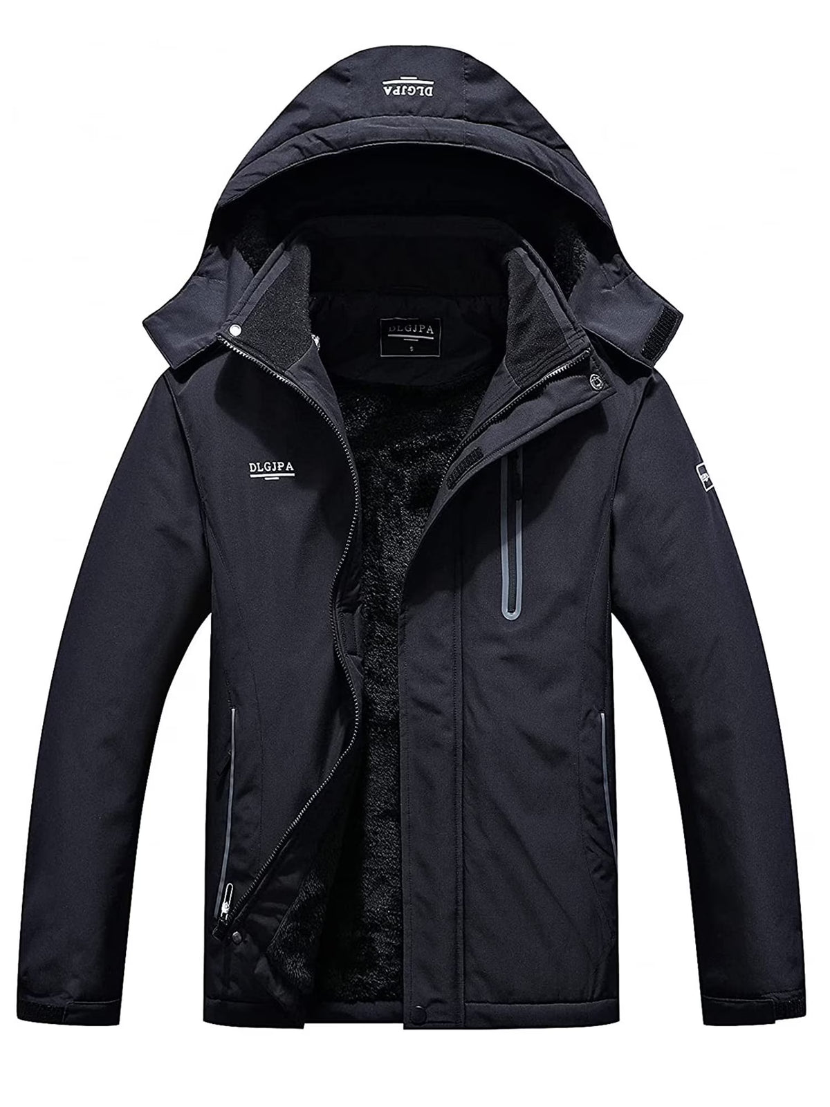 Men's Fleece Lined Winter Jacket Water Repellent Windbreaker Outdoor Warm Snow Coat with Detachable Hood L7776