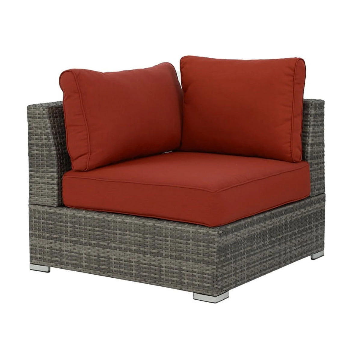 Red Wicker-Fabric Outdoor Sofa Three Piece D3083
