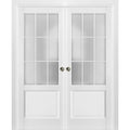 Sliding French Pocket Door 30 x 96 Inches with Clear Glass 12 Lites Matte White O685