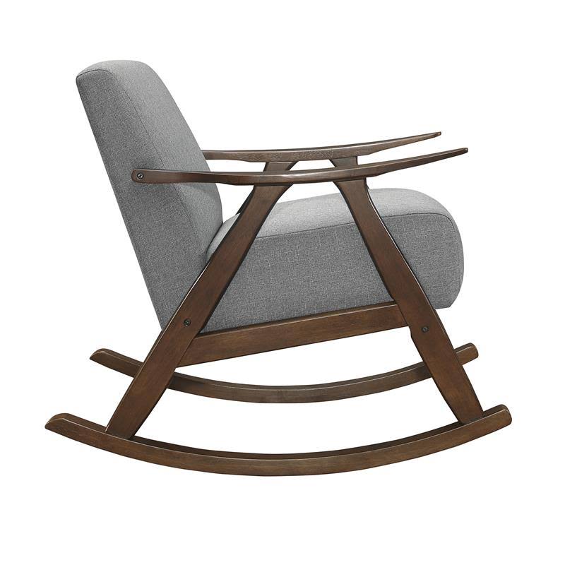 Textured Fabric Rocking Chair in Dark Walnut/Gray B963841