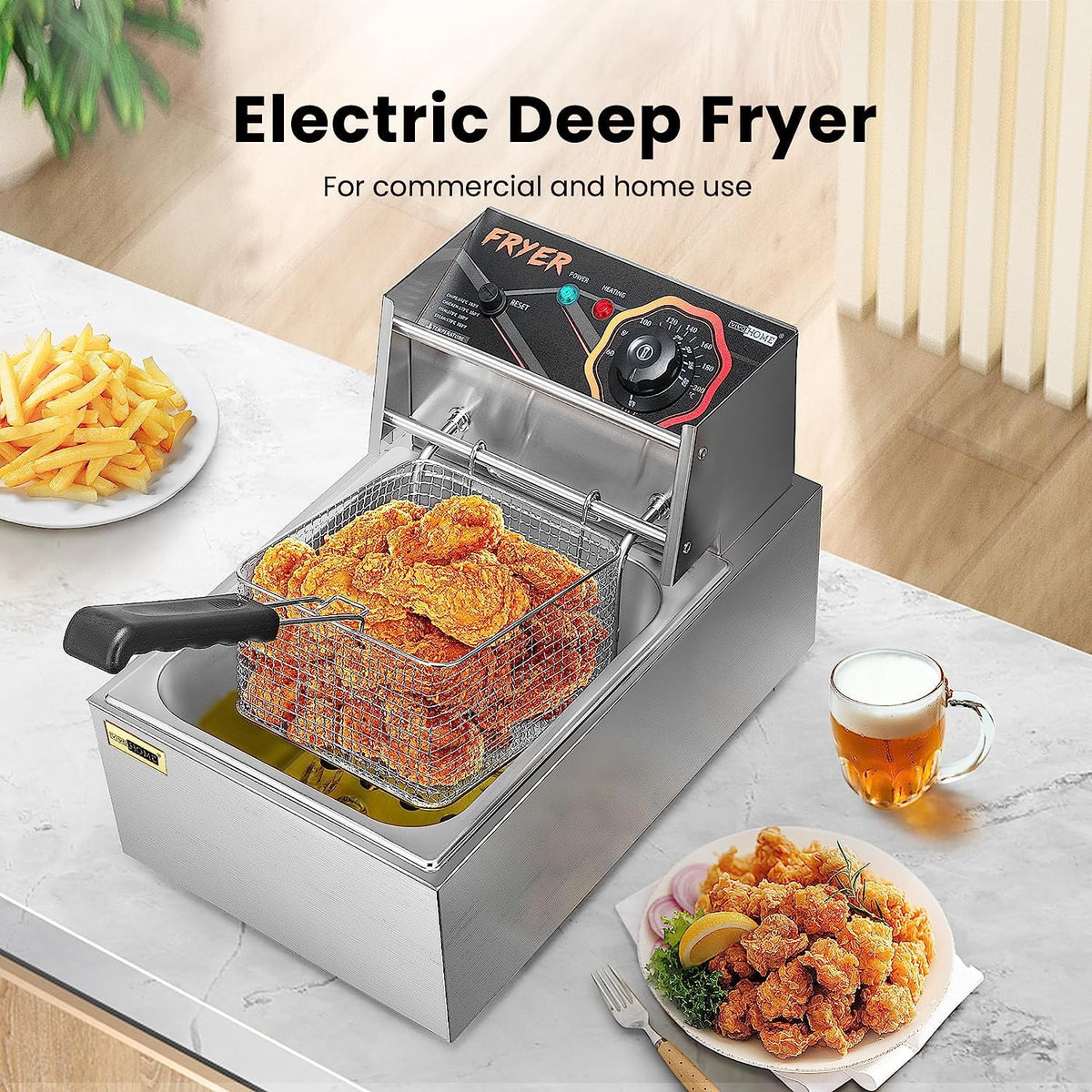 2500W 10.6 QT Electric Deep Fryer with Removable Basket P33254