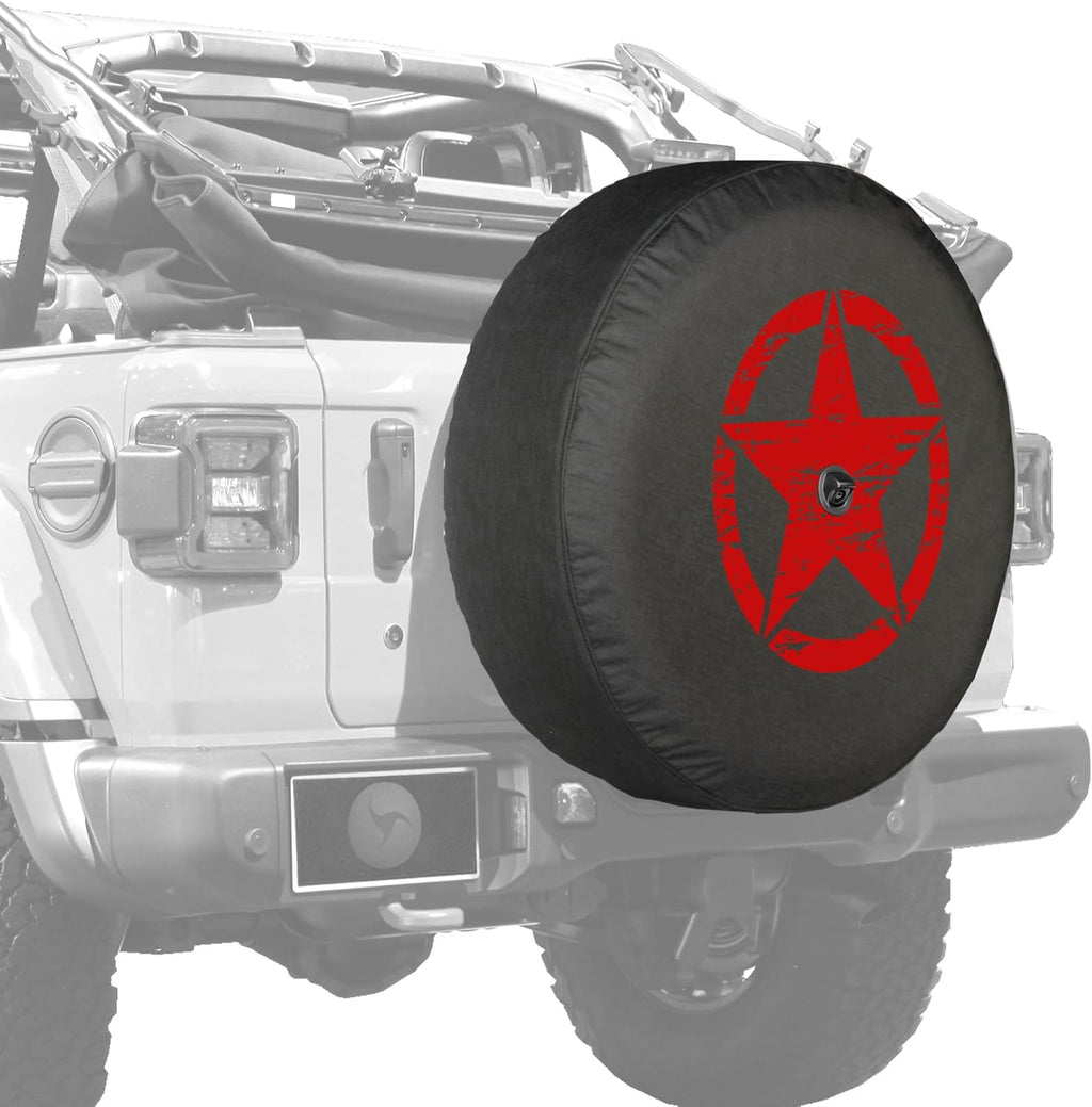 Distressed Star White Print 32 Soft Tire Cover for Jeep Wrangler JL with Back-up Camera Q6309