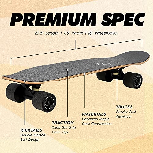 27.5" x 7.5" 6-Layer Canadian Maple Double Kick Concave Deck Skateboard P247