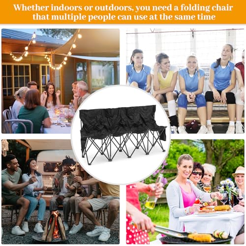 Portable 4 Seat Foldable Soccer Bench with Pockets and Carrying Bag J2814