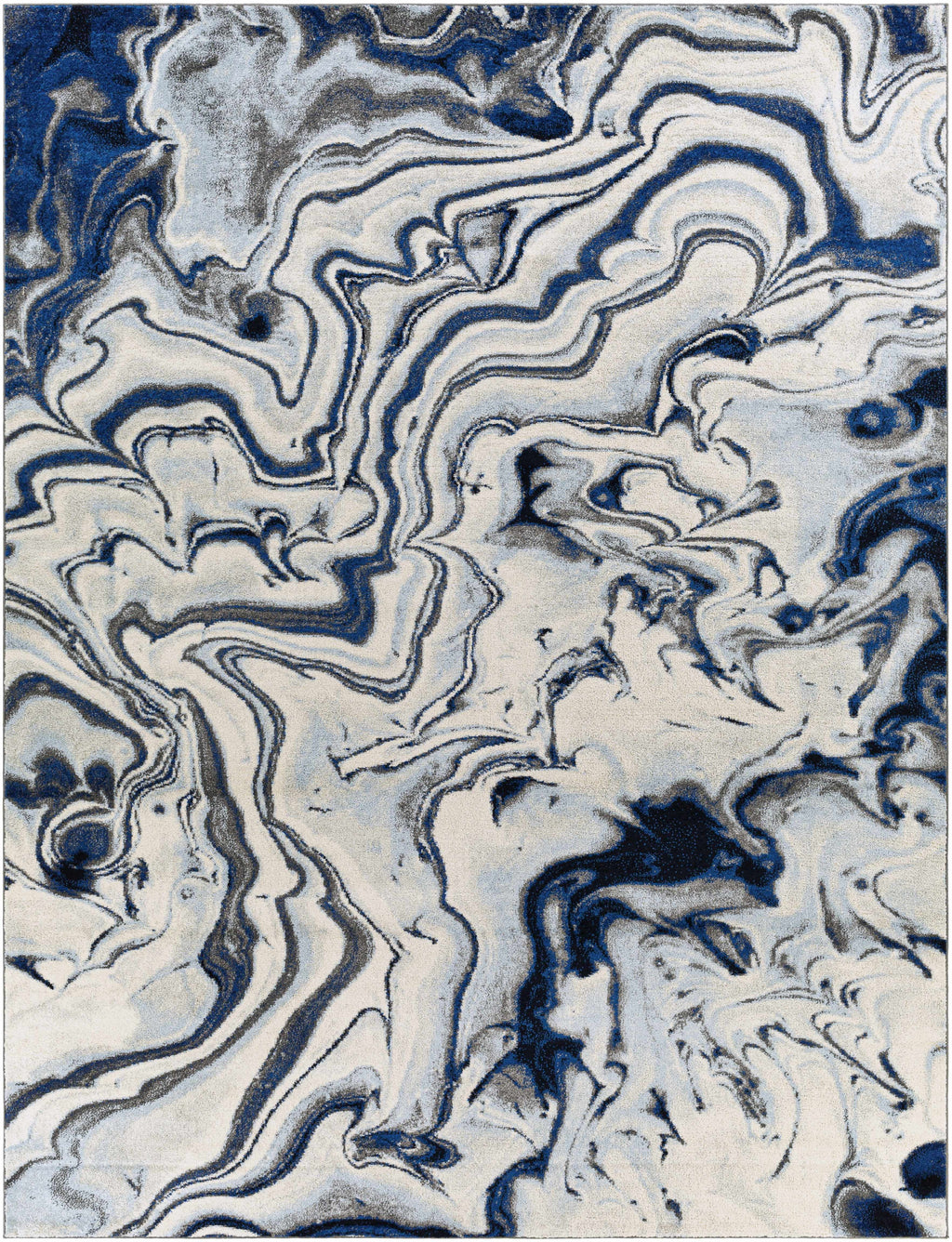 Abstract Coastal Marble Swirl Pattern Area Rug 8'10" x 12' K3066