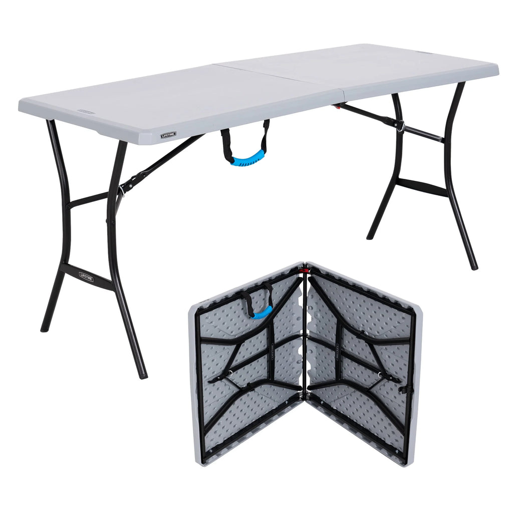 5 Foot Rectangle Fold-in-Half Table Gray X8318
