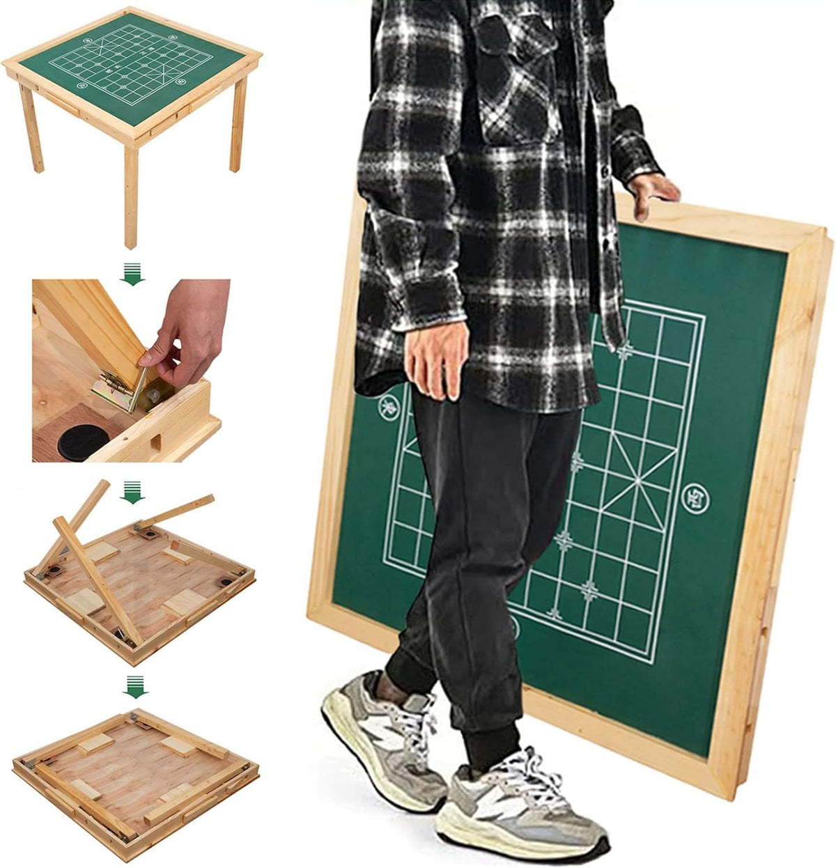 Folding Card Table with Plush Top and 4 Drawer G981