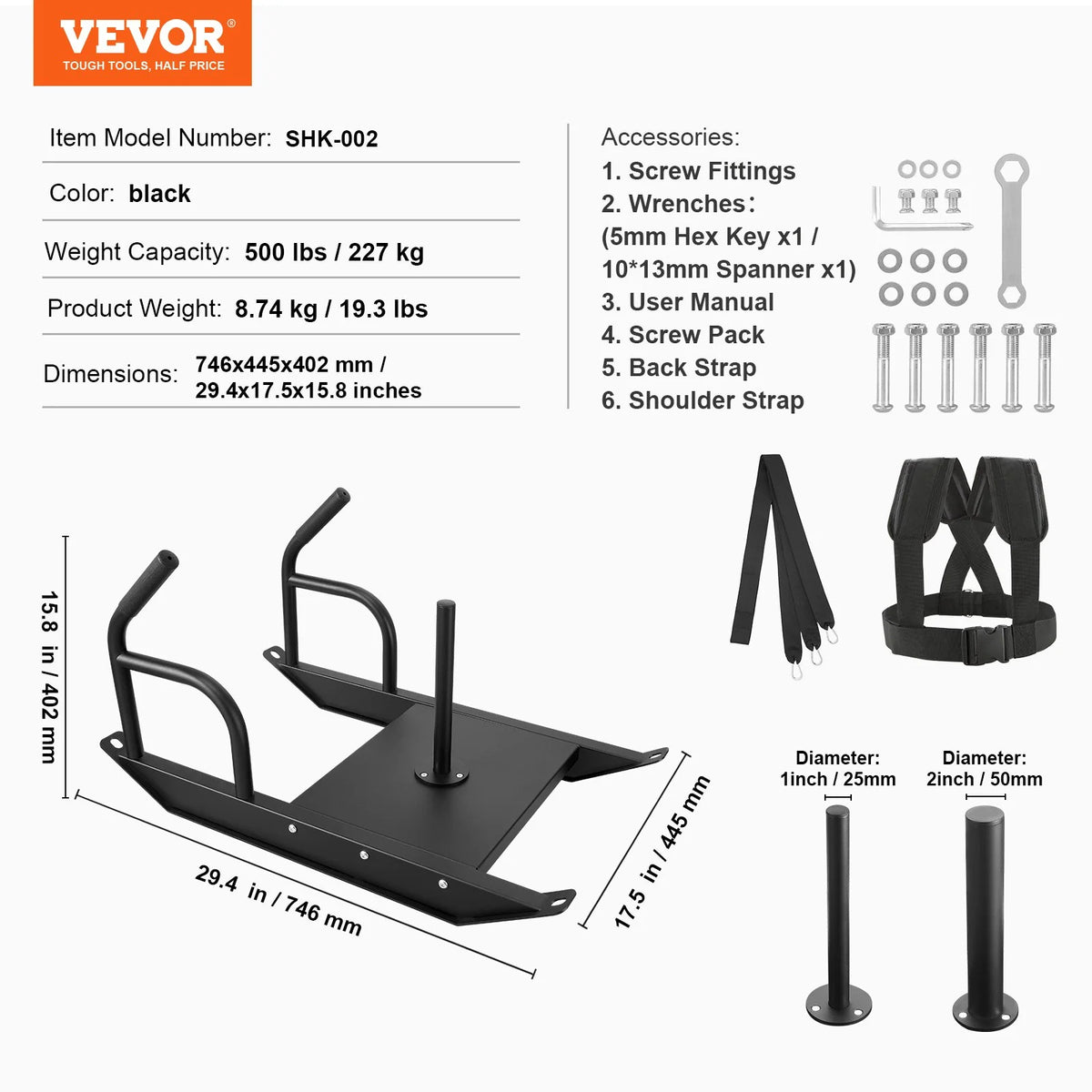 Steel Pull Sled with Handle for Weight Plates G99599