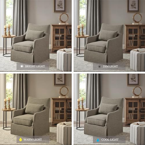 Beige Swivel Accent Armchair with Lumbar Pillow L850092