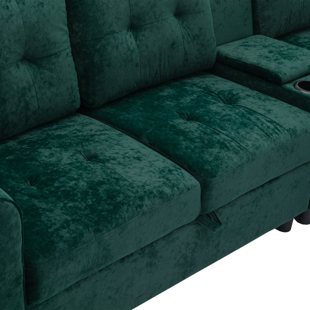 3-Seater Sectional Sofa with Storage and Cup Holders W76386