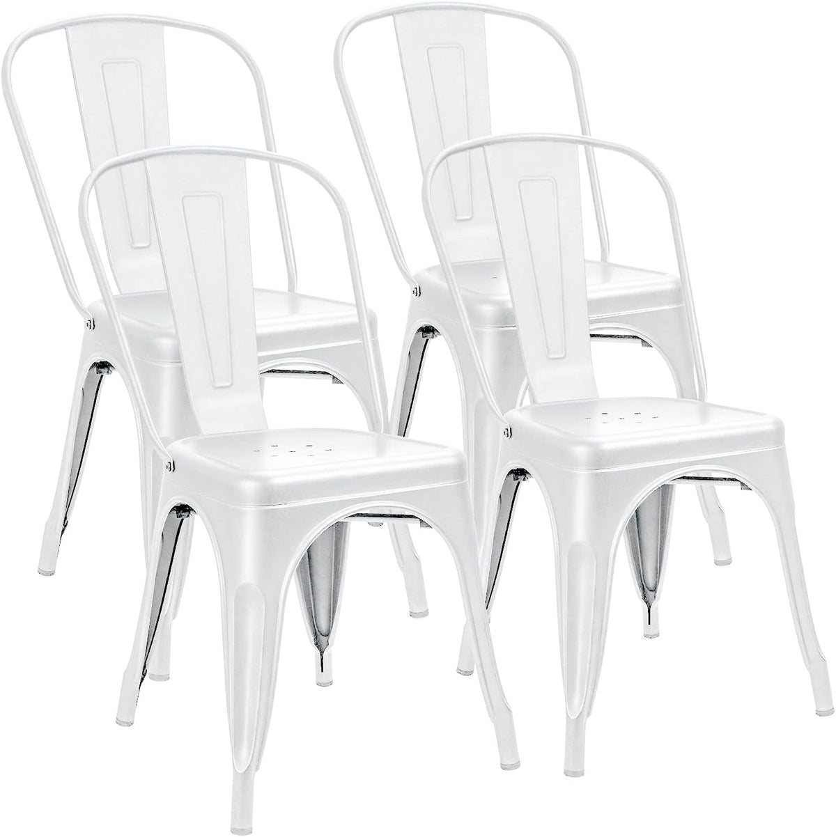 Grey Metal Stackable Dining Chairs Set of 4 D77196