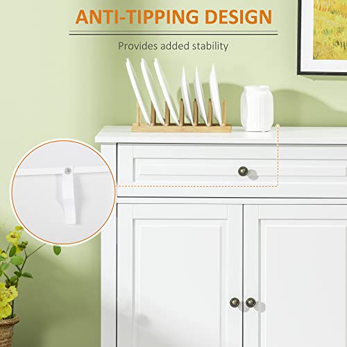 White Sideboard with 2 Drawers and Adjustable Shelves G699163