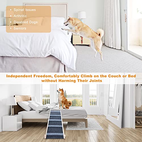 Adjustable Wooden Pet Ramp for Bed, 200Lbs Capacity E1039