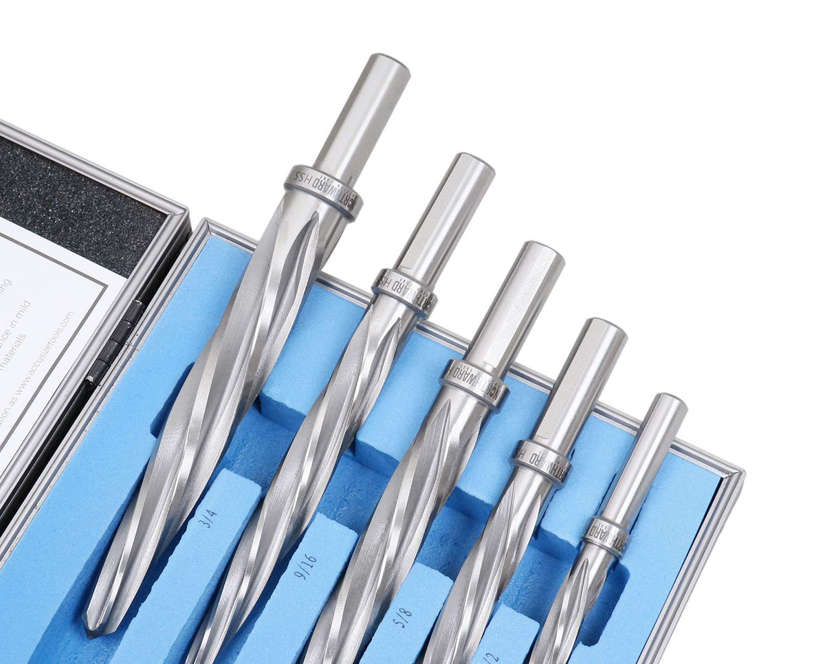 5 Pc H.S.S. Spiral Flute Car Reamer Set with Aluminum Case E61871