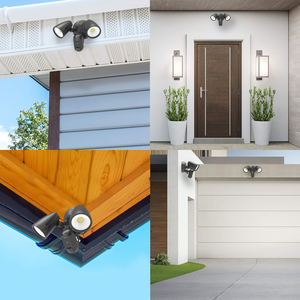Floodlight Camera Hardwired Motion Sensor Outdoor Light 1080P WiFi IP65 Waterproof U31622