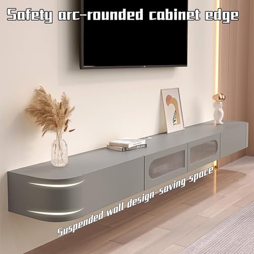 Grey 240CM Wall Mounted TV Stand with 2 Cabinets T245
