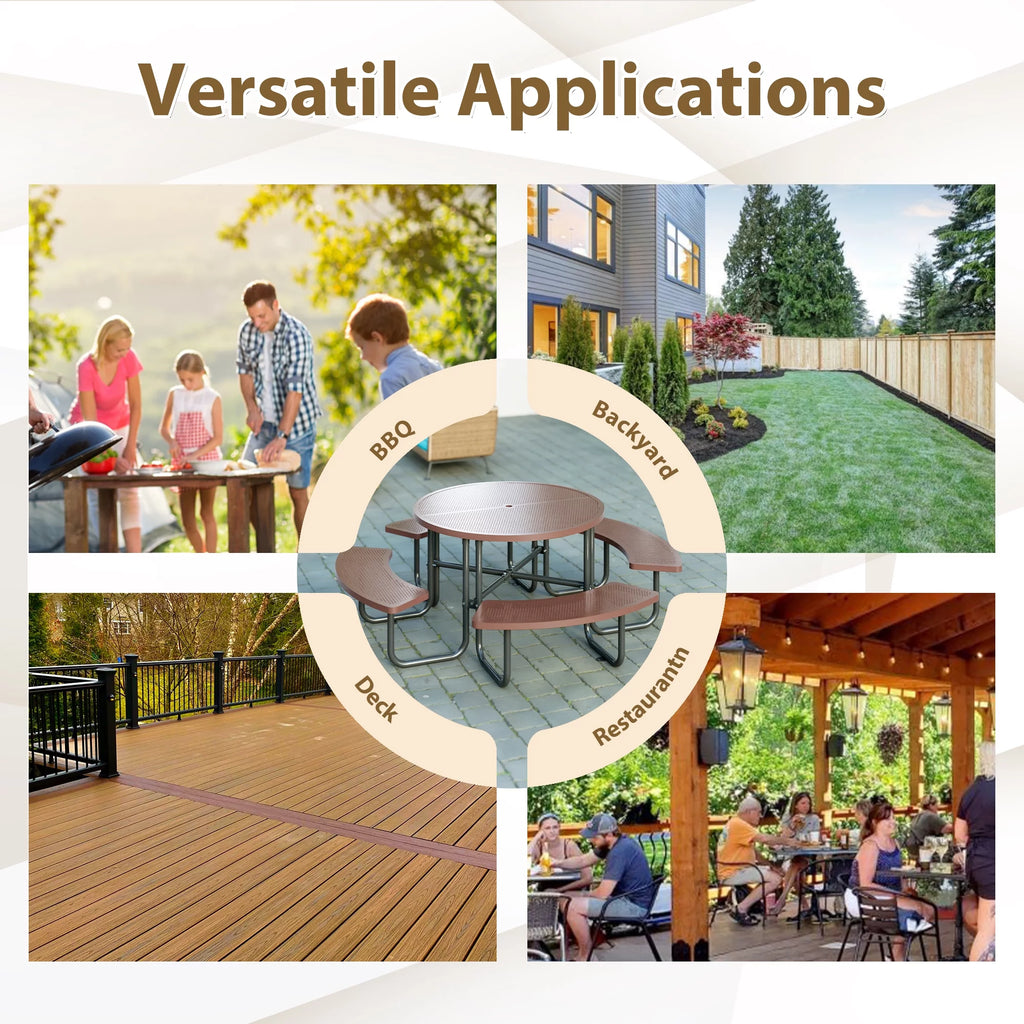 46'' Steel Round Picnic Table with Umbrella Hole C796