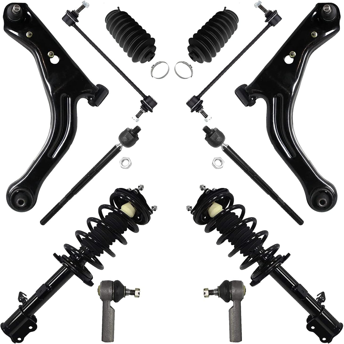 12pc Front Struts Lower Control Arm with Ball Joint Tie Rod Sway Bar Set N9923