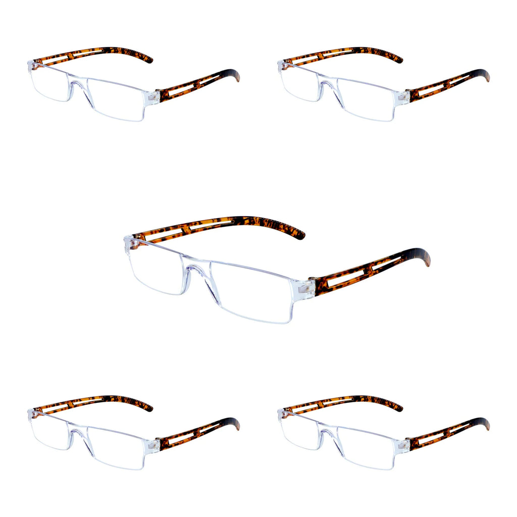 5 Pairs Blue Light Blocking Square Reading Glasses, +4.00 Magnification N693060
