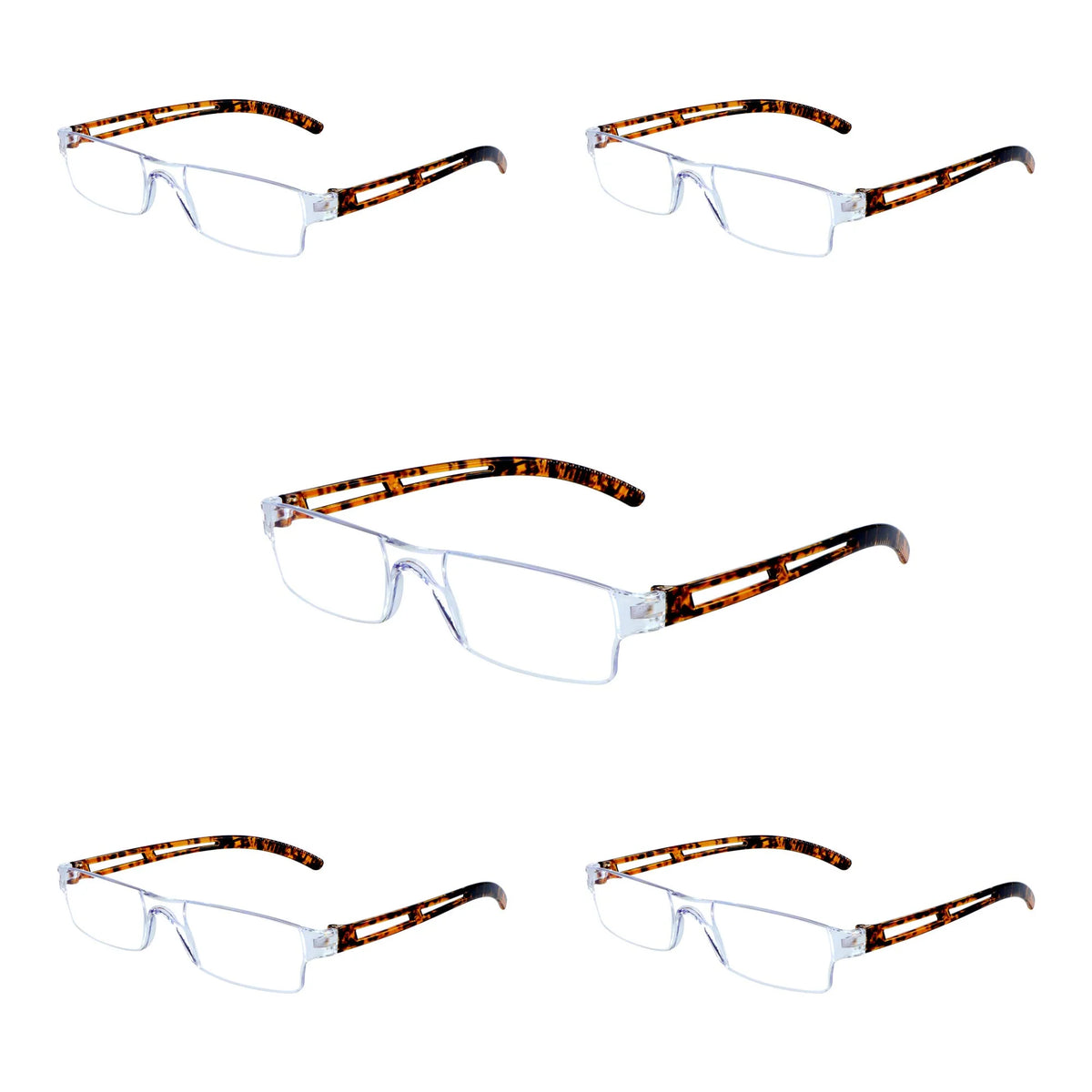 5 Pairs Blue Light Blocking Square Reading Glasses, +4.00 Magnification N693060