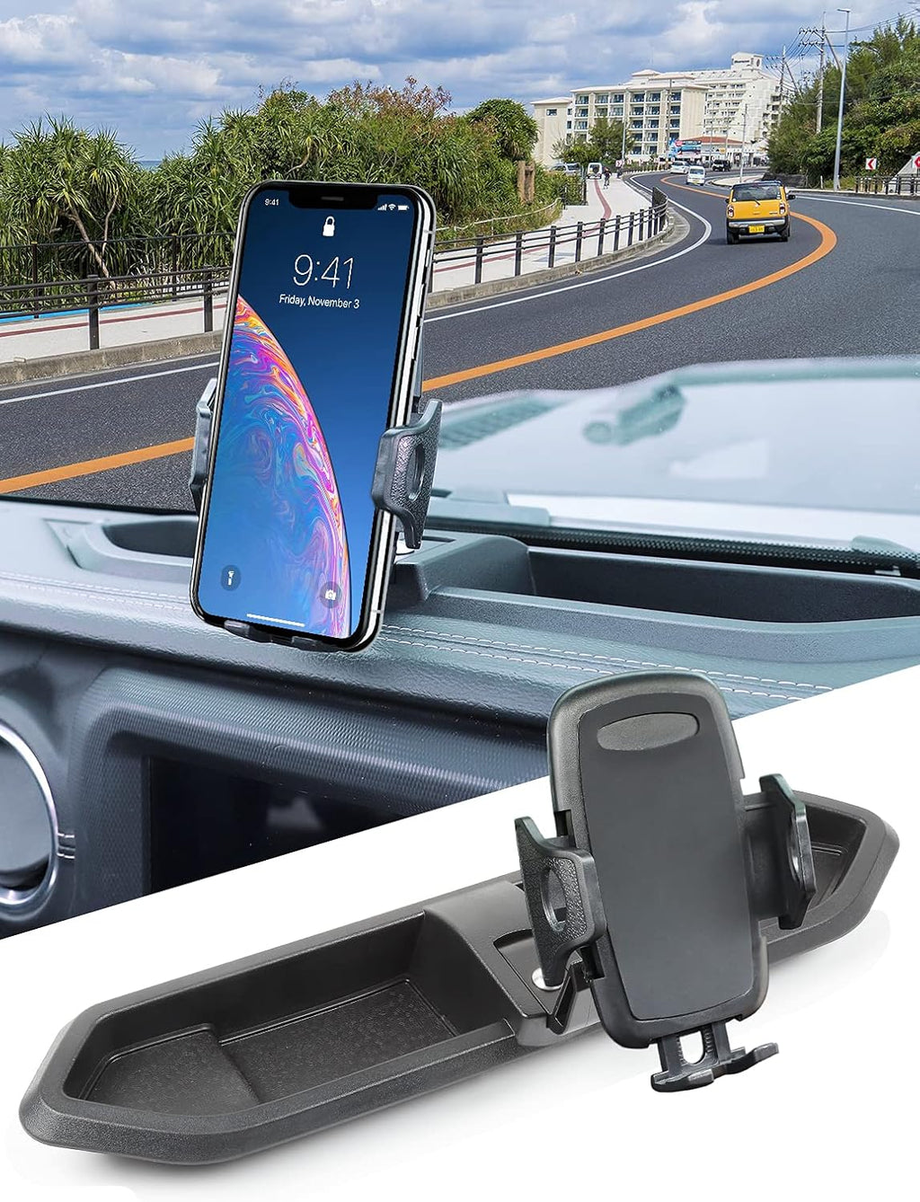 Black Pack of 2 Metal Phone Holder for Jeep Wrangler JL JLU & Gladiator JT L48902