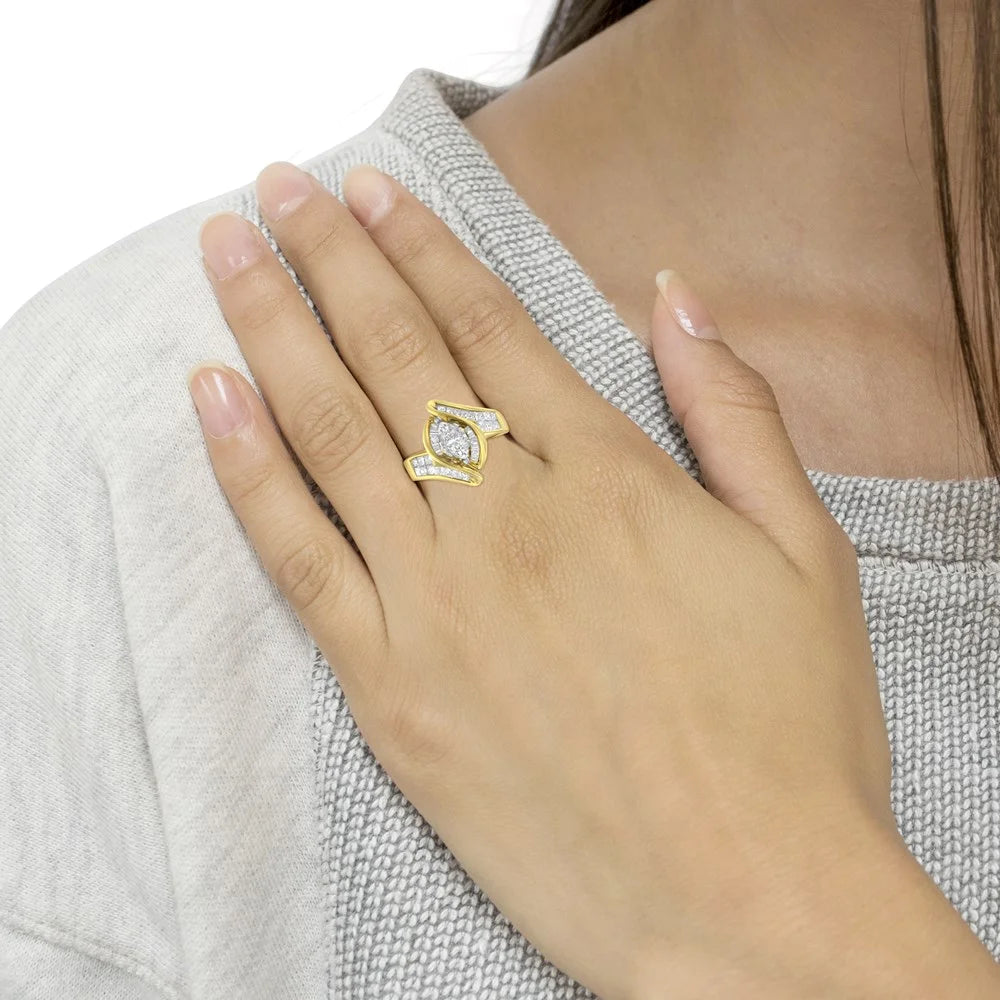 14K Yellow Gold Diamond Marquise Shaped Ring P4564