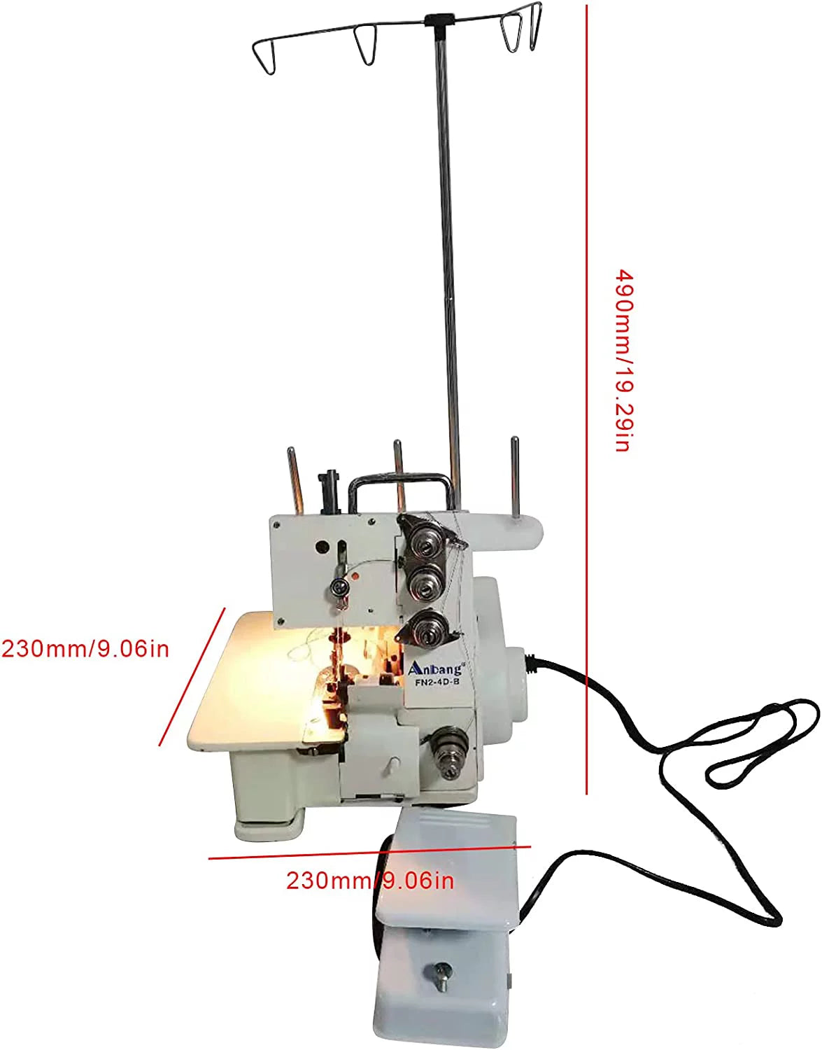 Four-Thread Overlock Serger Sewing Machine with Foot Controller D174