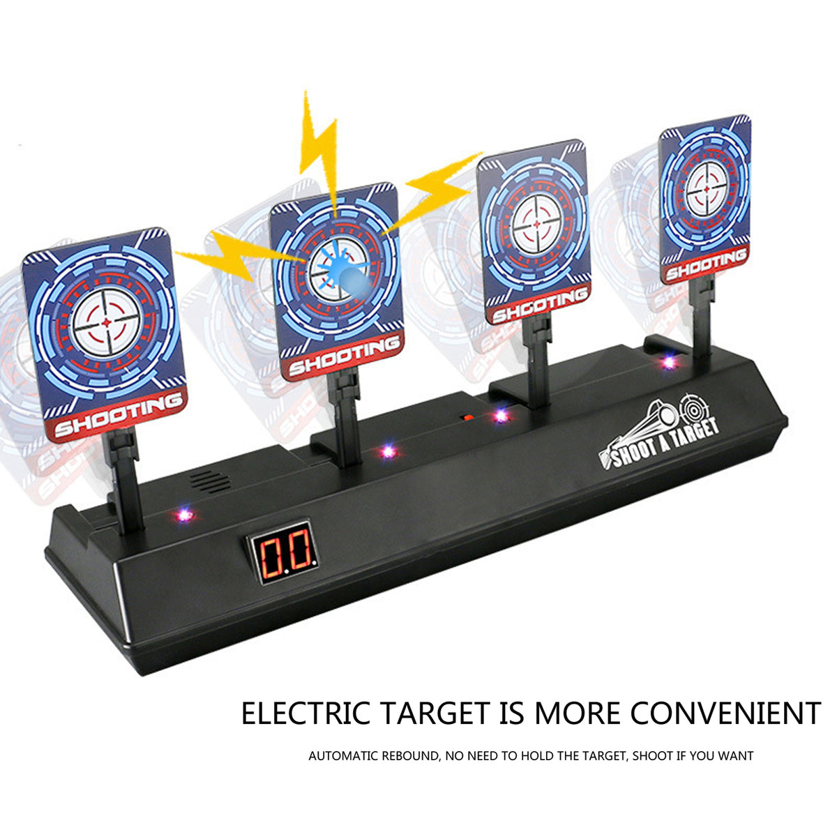 Electronic Scoring Shooting Targets, 4 Targets LED Light Auto Reset L61791