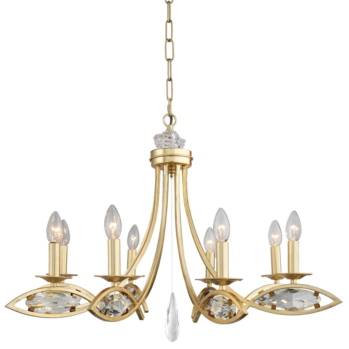 8 Light Candle Style Chandelier with Clear Crystals Y6789