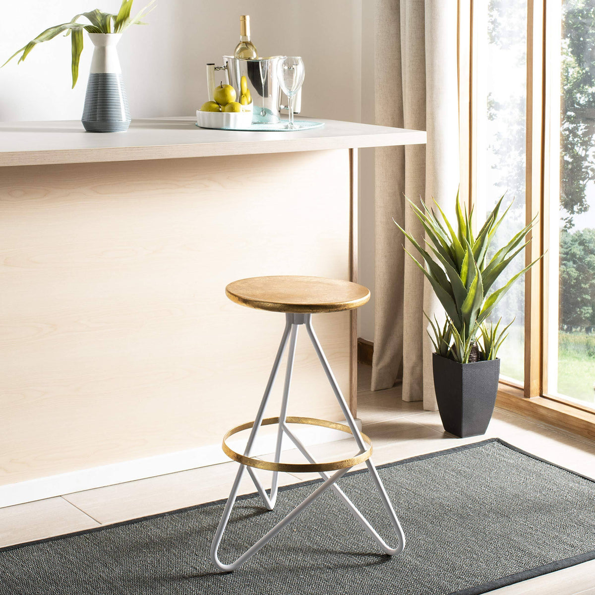 White/Gold Counter Stool I62800