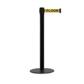 Retractable Belt Barrier Stanchion with Steel Base, Black Post, 11Ft. Belt N76002