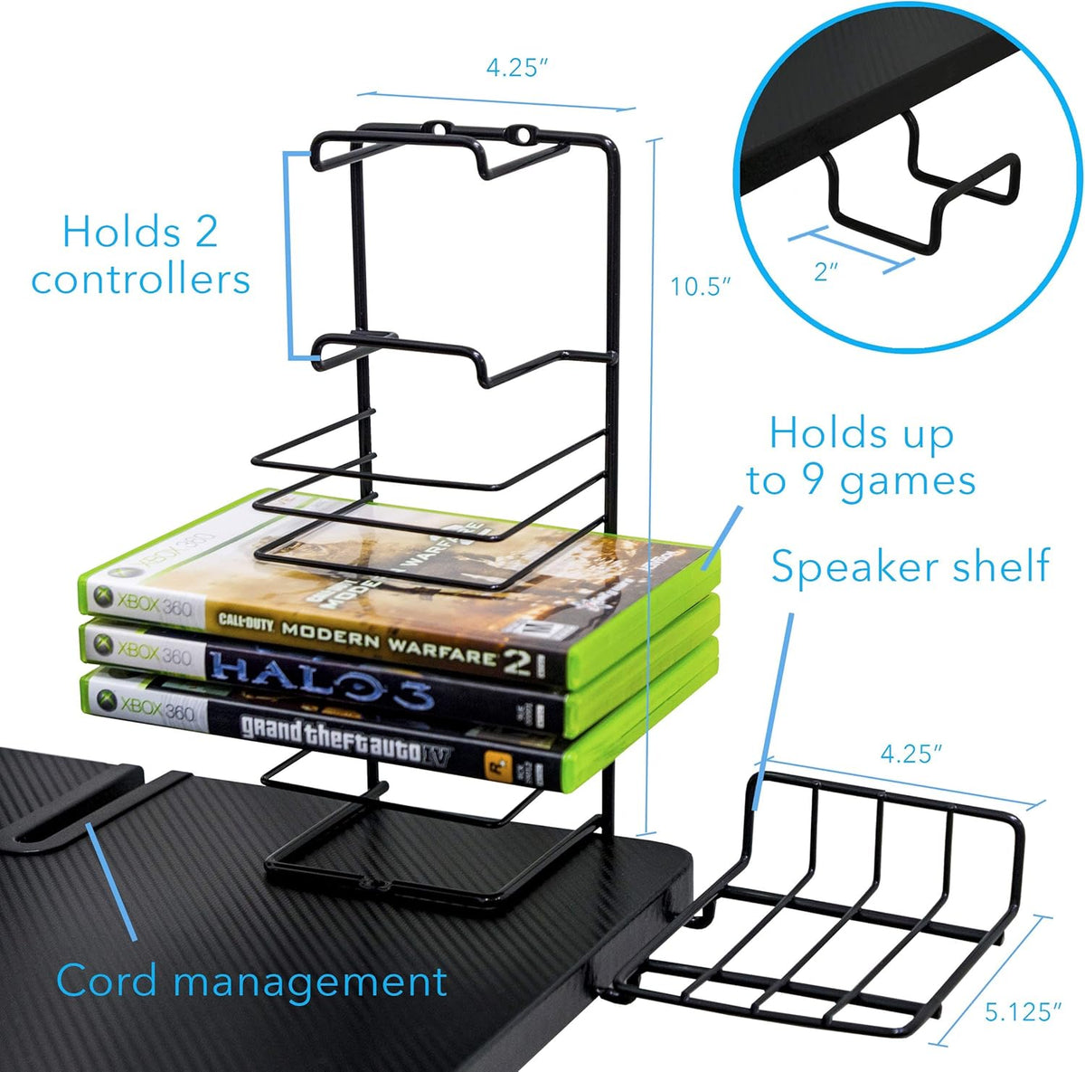 Gaming Desk with Monitor Stand and Cable Management S113940
