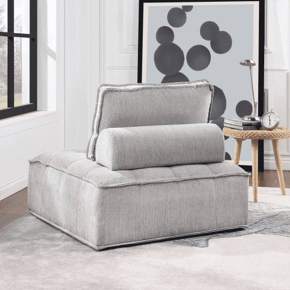 Armless Accent Chair Oversized Lounge Chair Linen Gray C1126