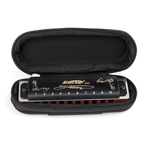 Harmonica Key of G 10 Hole 20 Tone Black with Case & Cleaning Cloth G885950
