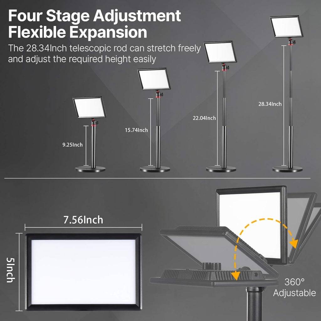 Dimmable Bi-Color LED Video Light with LCD Screen and 28 Extend Stand H8420