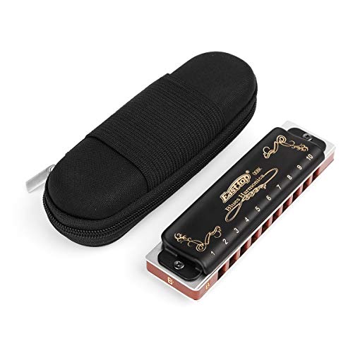 Harmonica Key of G 10 Hole 20 Tone Black with Case & Cleaning Cloth G885950