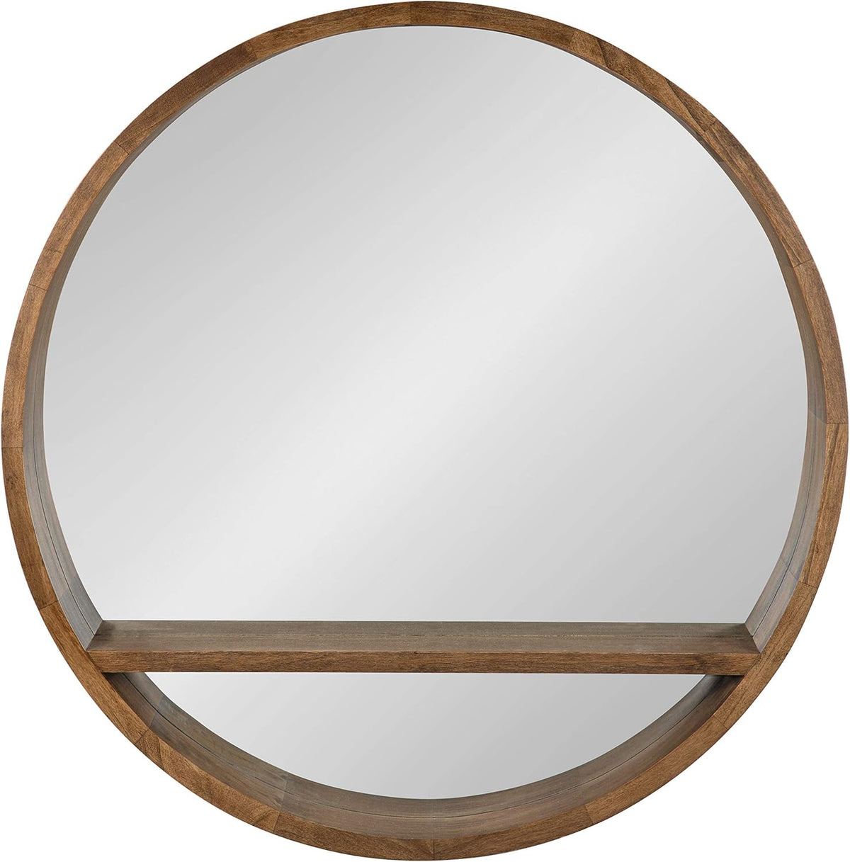 Round Mirror with Shelf, 30" Diameter, Rustic Brown Finish G802