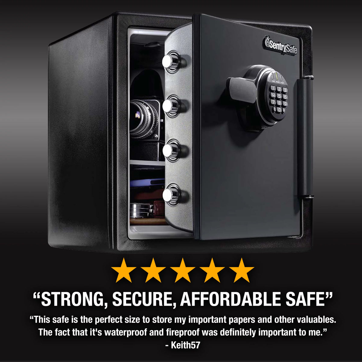 Water and Fire Resistant Safe with Digital Keypad Lock, 1.23 Cu. ft. V595399
