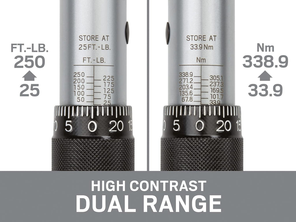 1/2 Inch Drive Click Torque Wrench (25-250 ft.-lb.) Pack of 2 J62201