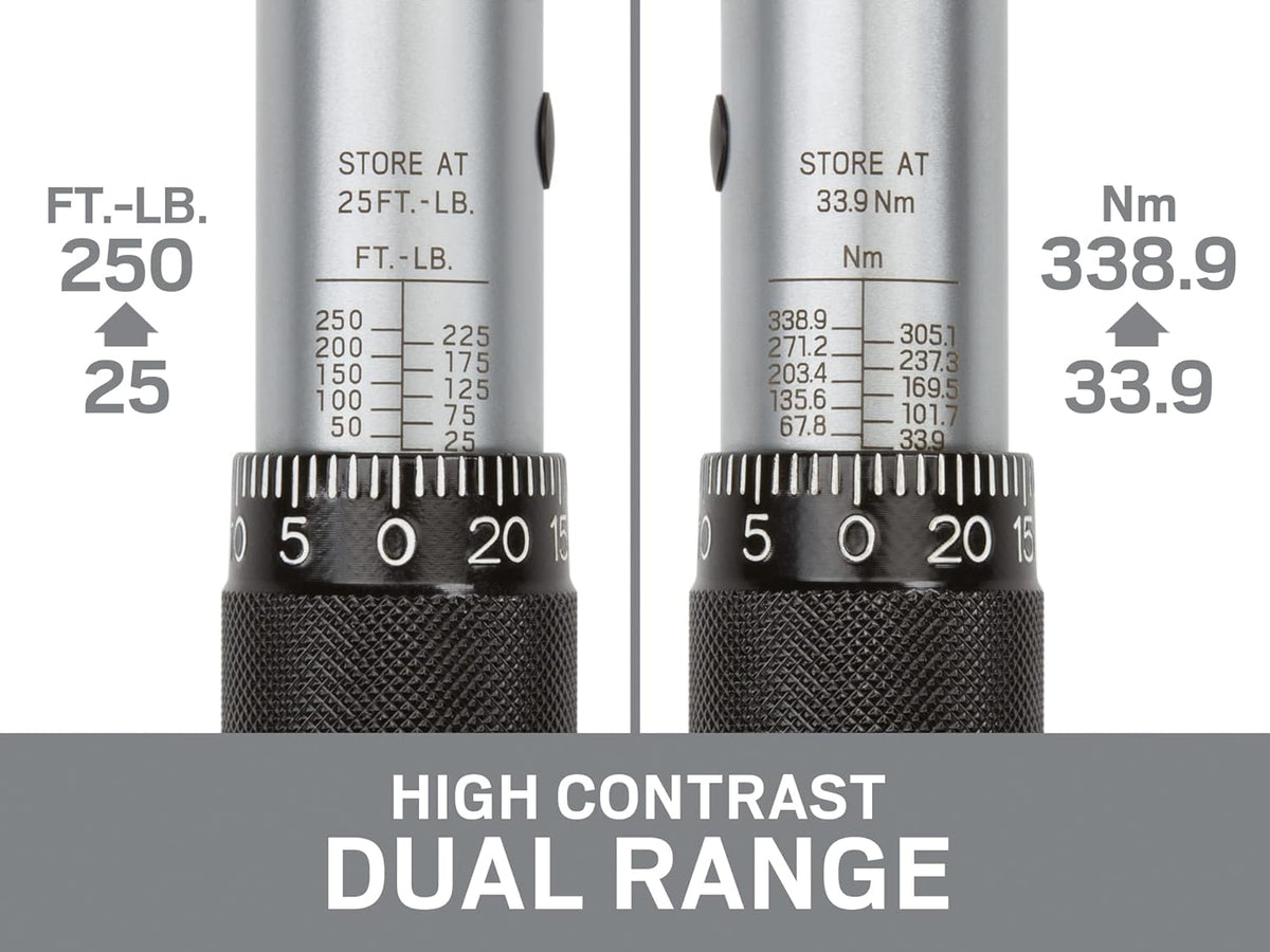 1/2 Inch Drive Click Torque Wrench (25-250 ft.-lb.) Pack of 2 J62201