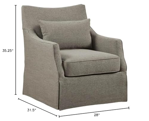 Beige Swivel Accent Armchair with Lumbar Pillow L850092